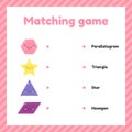 Vector illustration. geometric figures for kids. Matching game. Royalty Free Stock Photo