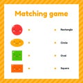 Vector illustration. geometric figures for kids. Matching game. Royalty Free Stock Photo