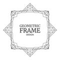 Vector illustration geometric frame with diamonds. Retro line Art Deco geometry pattern, trendy border with gem stones