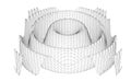 Vector illustration of geometric math shape with wireframe mesh Royalty Free Stock Photo
