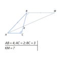 Vector illustration of a geometrical problem to find the segment KM-01