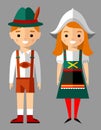 Vector illustration of german children, boy, girl, people