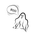 Vector illustration, ghost icon with emotions, BU text for Halloween.