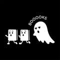 Vector illustration of a ghost that scares books.