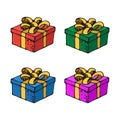 Vector Illustration of Gift Boxes with Ribbon and Bow for Birthday Celebration, Christmas, Valentines, Party, Anniversary, Hanukka