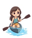 Vector Illustration, Girl cartoon character playing Canoe