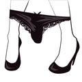 Vector illustration of a girl with dropped down panties Royalty Free Stock Photo