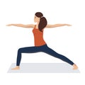 Vector illustration The girl is engaged in yoga and calm down. Relax, a good concept of time management. Flat design on