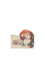 Girl with a glass of wine lying on the table Royalty Free Stock Photo