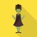 Vector illustration of girl and green sign. Collection of girl and zombie vector icon for stock.