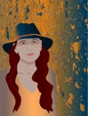 Vector illustration with girl in hat