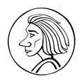 Vector illustration girl profile head