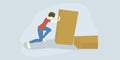 Vector Illustration of a girl Pushing the boxes