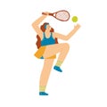 Vector illustration girl tennis player at the time of the ball. Royalty Free Stock Photo