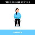 Vector illustration of a girl who sits on the toilet. The person has symptoms of food poisoning. The girl was poisoned, she has