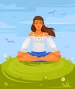 Vector illustration of a girl yoga in the lotus position