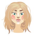 Vector illustration of a girls head blonde wig