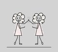 vector illustration of girls high-fiving each other