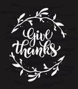 Vector illustration of Give thanks text for party invitation/ greeting card/ banner.