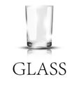 Vector illustration. Glass beaker. Empty transparent. Glass for water or other drinks. Sparkling glass and shadows Royalty Free Stock Photo