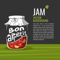 VVector illustration of glass jar fruit jam and Bon appetit Royalty Free Stock Photo