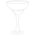 Vector illustration of glass with margarita cocktail in one line style. The element is isolated on a white background. Royalty Free Stock Photo