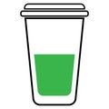 Paper cup of green tea. Vector illustration of a glass with tea. Logo icon leaves of green tea for a paper cup Royalty Free Stock Photo