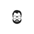 Vector illustration of glasses and a mustache with a beard isolated on white background Royalty Free Stock Photo