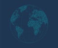 Vector illustration of a globe covered with binary code, Digital world, global data technology network. Spherical map design Royalty Free Stock Photo