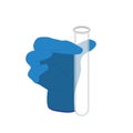 Vector illustration with a gloved hand holding a flask