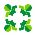 Go green team work four people logo