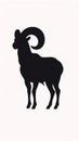 Black silhouette, tattoo of a goat on white isolated background. Vector Royalty Free Stock Photo