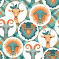 Vector illustration of goat and sheep, symbol of 2015.Seamless p Royalty Free Stock Photo