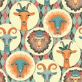 Vector illustration of goat and sheep, symbol of 2015.Seamless p Royalty Free Stock Photo