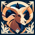 Vector illustration of a goat in the style of the ancient Greek mythology. Generative AI