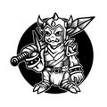 Vector illustration of Goblin Knight with Sword, Blade, Armor on the White background. Hand-drawn illustration for mascot sport Royalty Free Stock Photo