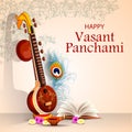 vector illustration of Goddess Saraswati for Vasant Panchami Puja of India Royalty Free Stock Photo