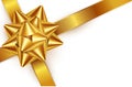 Vector illustration. Gold bow for packing gifts, isolated Royalty Free Stock Photo