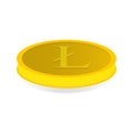 Vector illustration of a gold coin with the symbol cryptocurrency Litecoin