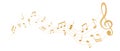 Vector illustration of gold colored sheet music - musical notes melody Royalty Free Stock Photo