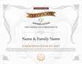 Vector illustration of gold detailed certificate.