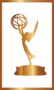 Vector illustration of a gold figurine Emmy award, American television award. Statuette Royalty Free Stock Photo