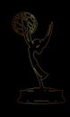 Vector illustration of a gold figurine Emmy award, American television award. Statuette