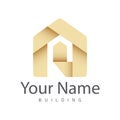 Vector illustration of gold home icon.