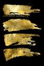 Vector gold paint smear stroke stain set Royalty Free Stock Photo