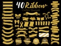 40 Gold Ribbon vector illustration with flat design. Included the graphic element as retro badge, guarantee label, sale tag, disco Royalty Free Stock Photo