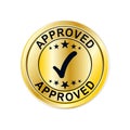 Vector illustration of gold seal approved