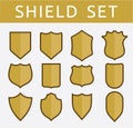 Gold shield set Royalty Free Stock Photo