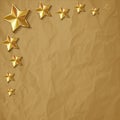 Vector illustration of gold shiny stars in the corner on a crumpled paper brown background Royalty Free Stock Photo