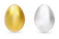 Vector illustration, gold and silver eggs isolated on white background with shadow. Easter eggs Royalty Free Stock Photo